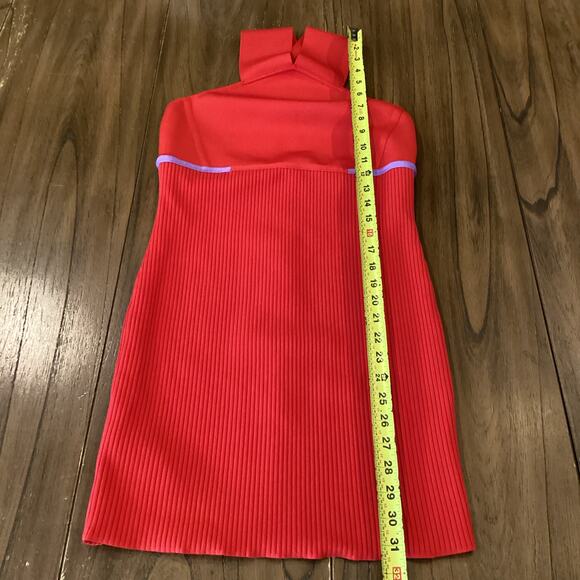 Revolve Herve By Herve Léger High Neck halter Bandage mini Dress red cardinal L - Picture 6 of 12